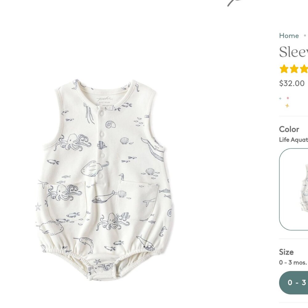 Pehr life aquatic onsie